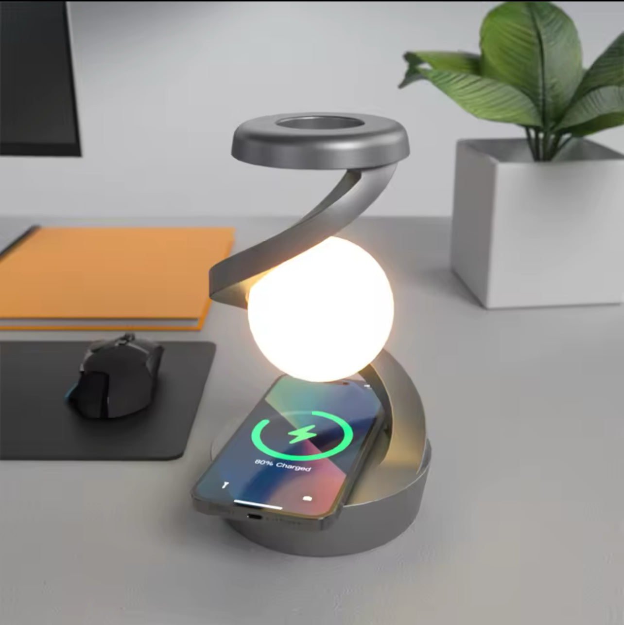 Multifunction Wireless Charger Stand 3D Levitating Ball Lamp with RGB Floating LED Night Light Fast wireless Charging Station